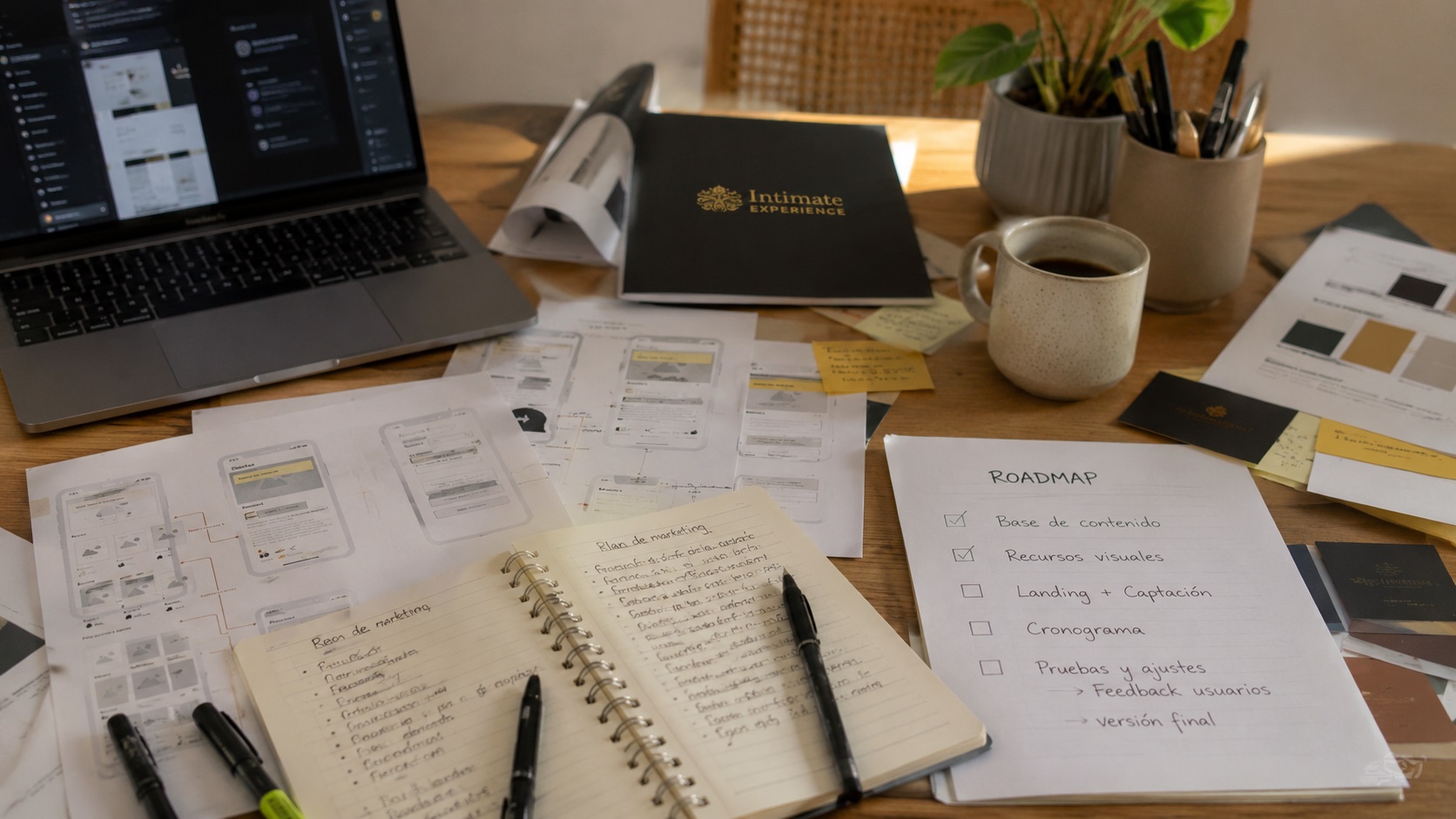 Documento de diseño con el logo de Intimate Experience